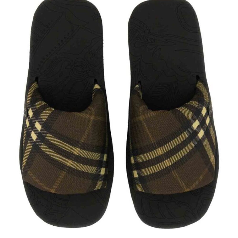 Burberry Men's MF Trek Slide Sandal, Olive Green check, Sizes 45 - Picture 3 of 11
